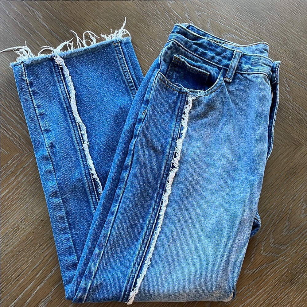 Blue Frayed Hem Women's Jeans